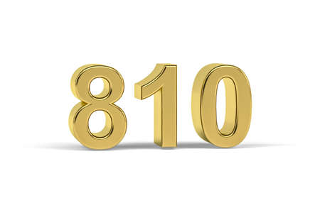 Golden 3d number 810 - Year 810 isolated on white background - 3d renderの写真素材