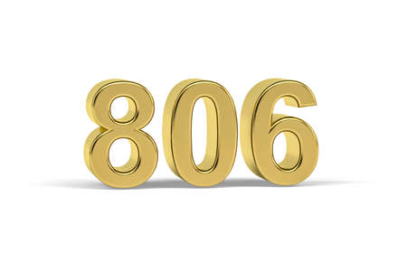 Golden 3d number 806 - Year 806 isolated on white background - 3d renderの写真素材