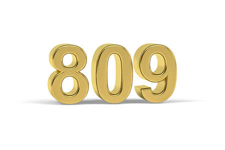Golden 3d number 809 - Year 809 isolated on white background - 3d renderの写真素材
