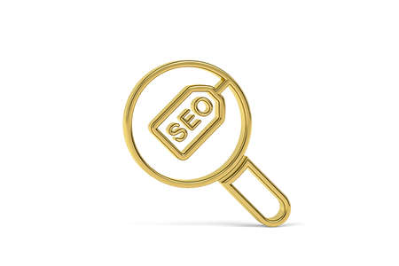 Golden 3d SEO optimization icon isolated on white background - 3d renderの写真素材