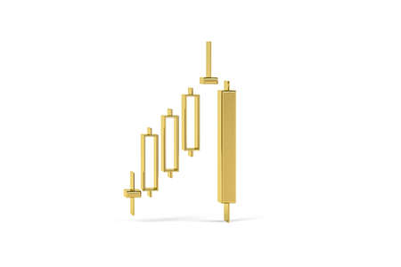 Golden 3d candlestick chart icon isolated on white background - 3d renderの写真素材