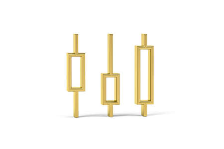 Golden 3d candlestick chart icon isolated on white background - 3d renderの写真素材