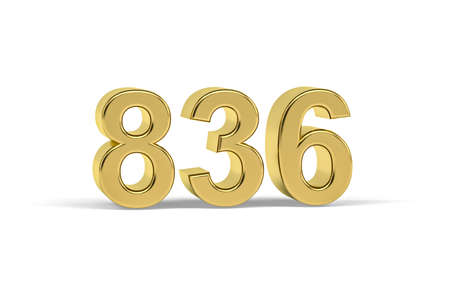 Golden 3d number 836 - Year 836 isolated on white background - 3d renderの写真素材