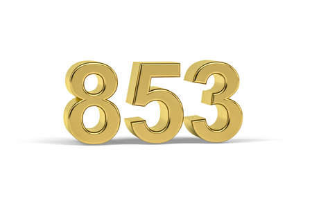 Golden 3d number 853 - Year 853 isolated on white background - 3d renderの写真素材