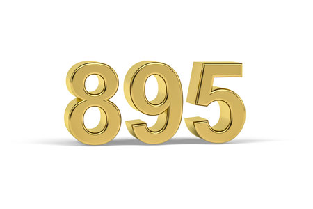 Golden 3d number 895 - Year 895 isolated on white background - 3d renderの写真素材