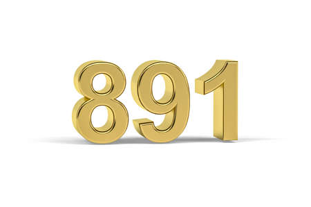 Golden 3d number 891 - Year 891 isolated on white background - 3d renderの写真素材