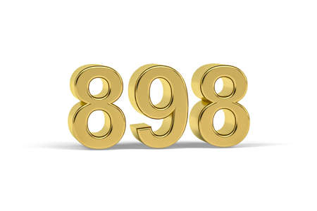 Golden 3d number 898 - Year 898 isolated on white background - 3d renderの写真素材