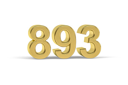 Golden 3d number 893 - Year 893 isolated on white background - 3d renderの写真素材