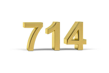 Golden 3d number 714 - Year 714 isolated on white background - 3d renderの写真素材