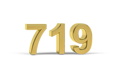Golden 3d number 719 - Year 719 isolated on white background - 3d renderの写真素材