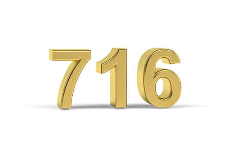 Golden 3d number 716 - Year 716 isolated on white background - 3d renderの写真素材