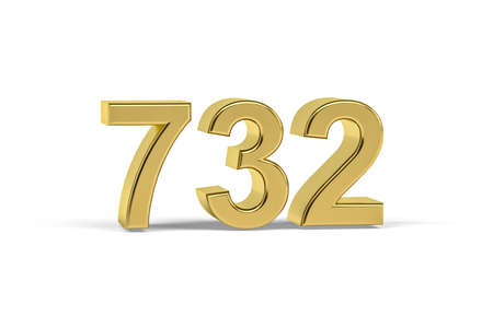 Golden 3d number 732 - Year 732 isolated on white background - 3d renderの写真素材