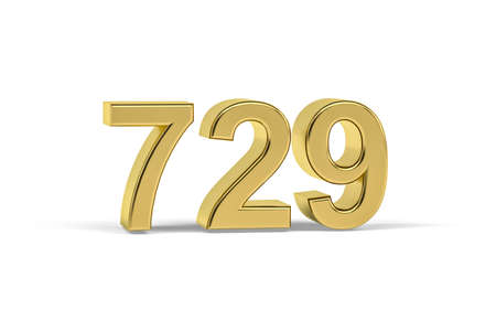 Golden 3d number 729 - Year 729 isolated on white background - 3d renderの写真素材