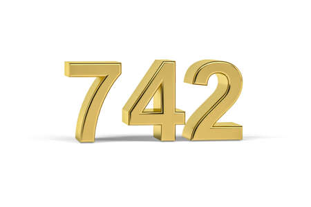 Golden 3d number 742 - Year 742 isolated on white background - 3d renderの写真素材