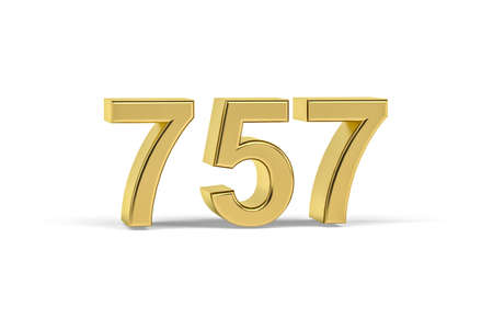 Golden 3d number 757 - Year 757 isolated on white background - 3d renderの写真素材