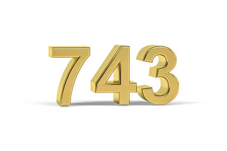 Golden 3d number 743 - Year 743 isolated on white background - 3d renderの写真素材