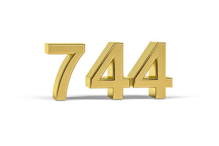 Golden 3d number 744 - Year 744 isolated on white background - 3d renderの写真素材