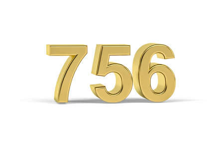 Golden 3d number 756 - Year 756 isolated on white background - 3d renderの写真素材
