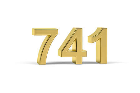 Golden 3d number 741 - Year 741 isolated on white background - 3d renderの写真素材