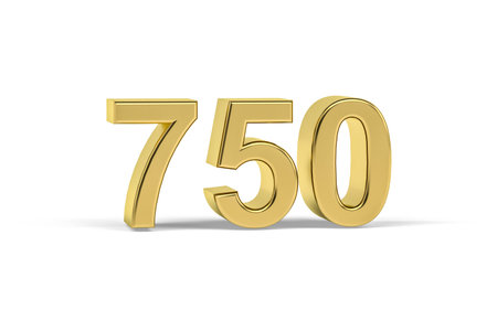 Golden 3d number 750 - Year 750 isolated on white background - 3d renderの写真素材