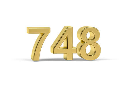 Golden 3d number 748 - Year 748 isolated on white background - 3d renderの写真素材