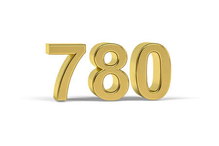 Golden 3d number 780 - Year 780 isolated on white background - 3d renderの写真素材