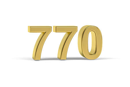 Golden 3d number 770 - Year 770 isolated on white background - 3d renderの写真素材
