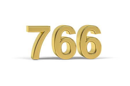 Golden 3d number 766 - Year 766 isolated on white background - 3d renderの写真素材