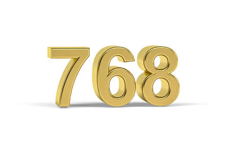 Golden 3d number 768 - Year 768 isolated on white background - 3d renderの写真素材