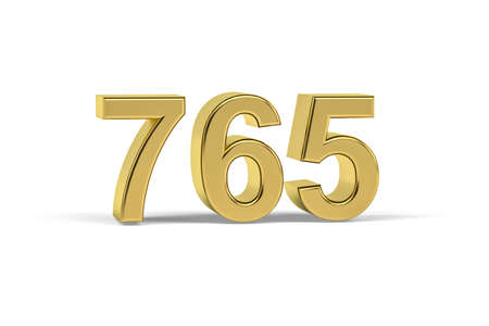 Golden 3d number 765 - Year 765 isolated on white background - 3d renderの写真素材