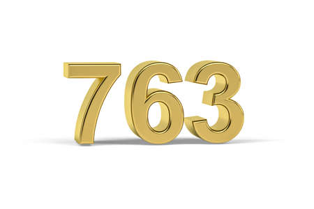Golden 3d number 763 - Year 763 isolated on white background - 3d renderの写真素材