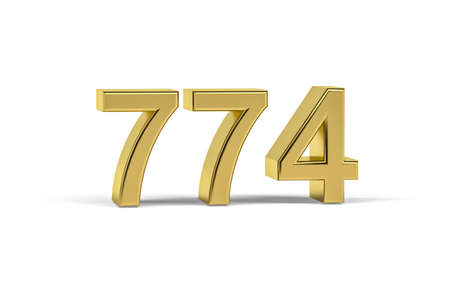 Golden 3d number 774 - Year 774 isolated on white background - 3d renderの写真素材