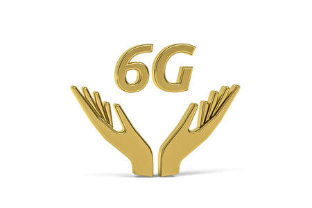 Golden 3d 6G icon isolated on white background - 3d renderの写真素材