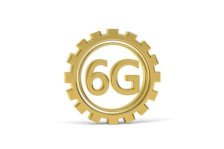 Golden 3d 6G icon isolated on white background - 3d renderの写真素材