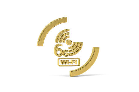 Golden 3d 6G icon isolated on white background - 3d renderの写真素材