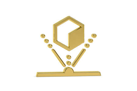 Golden 3d hologram icon isolated on white background - 3d renderの写真素材