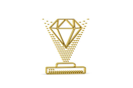 Golden 3d hologram icon isolated on white background - 3d renderの写真素材