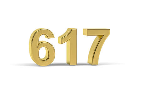 Golden 3d number 617 - Year 617 isolated on white background - 3d renderの写真素材