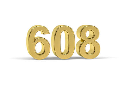 Golden 3d number 608 - Year 608 isolated on white background - 3d renderの写真素材