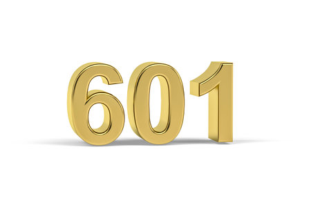 Golden 3d number 601 - Year 601 isolated on white background - 3d renderの写真素材