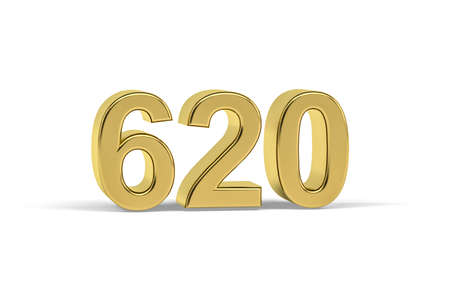 Golden 3d number 620 - Year 620 isolated on white background - 3d renderの写真素材