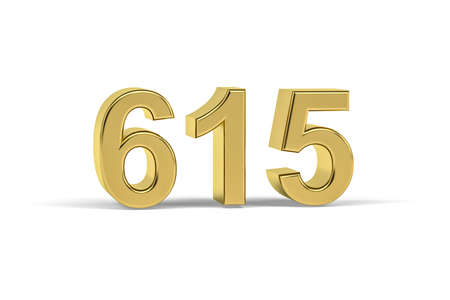 Golden 3d number 615 - Year 615 isolated on white background - 3d renderの写真素材