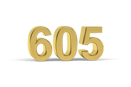 Golden 3d number 605- Year 605 isolated on white background - 3d renderの写真素材