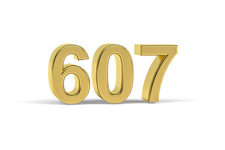 Golden 3d number 607 - Year 607 isolated on white background - 3d renderの写真素材