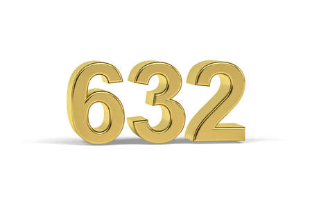 Golden 3d number 632 - Year 632 isolated on white background - 3d renderの写真素材