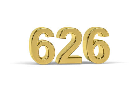Golden 3d number 626 - Year 626 isolated on white background - 3d renderの写真素材