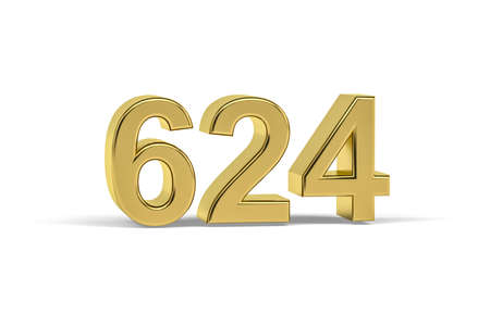 Golden 3d number 624 - Year 624 isolated on white background - 3d renderの写真素材