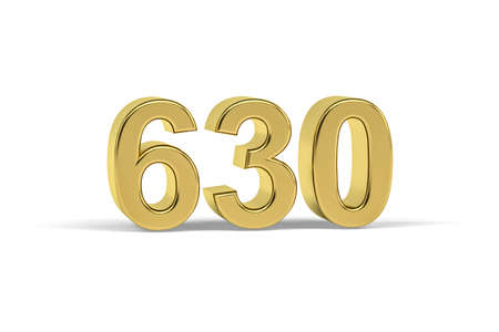 Golden 3d number 630 - Year 630 isolated on white background - 3d renderの写真素材
