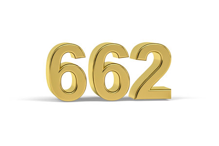 Golden 3d number 662 - Year 662 isolated on white background - 3d renderの写真素材