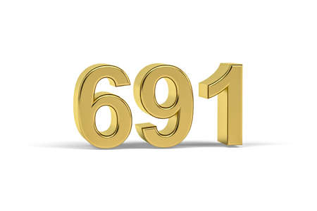 Golden 3d number 691 - Year 691 isolated on white background - 3d renderの写真素材
